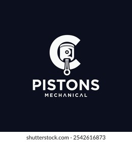 Logotipo da tecnologia do pistão, símbolo do logotipo da tecnologia do pistão, manutenção do motor de pistão, peças de reposição do pistão