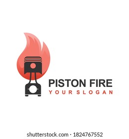 Piston Vector Design With Fire. Piston Icon Logo Perfect For Company