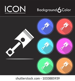 piston vector icon vector isolated on six color background.