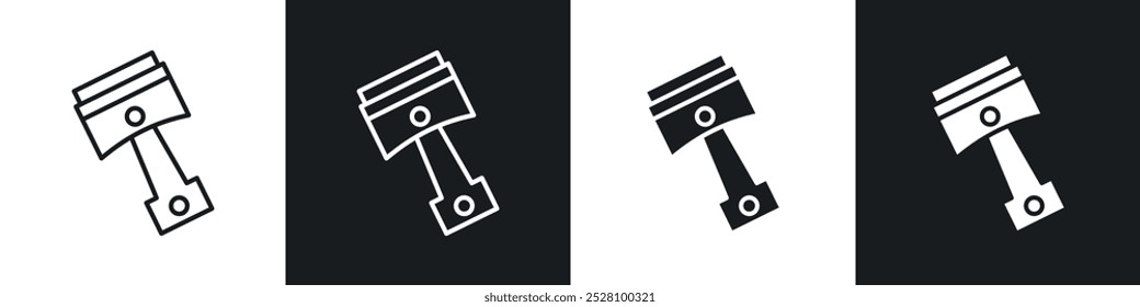Piston vector icon set in black and white