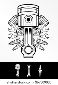Piston vector logo in retro style