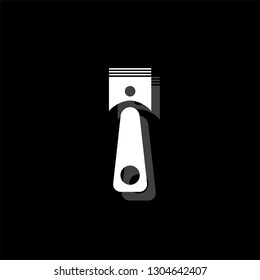 Piston. White flat simple icon with shadow
