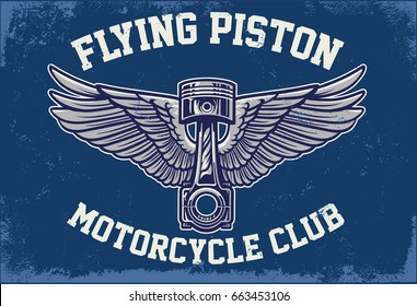 piston with wing in grunge textured