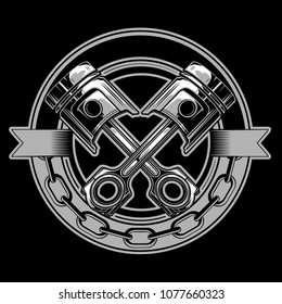pistons black and white vector emblem