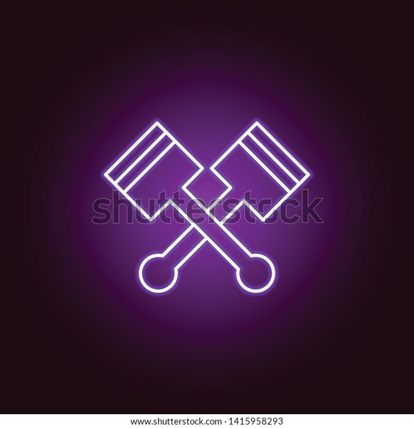 pistons cross outline icon\
in neon style. Elements of car repair illustration in neon style\
icon. Signs and symbols can be used for web, logo, mobile app, UI,\
UX