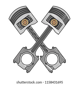 pistons crossed engine pieces