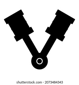 Pistons of engine two items with rods aligned for car crankshaft cylinder camshaft icon black color vector illustration flat style simple image