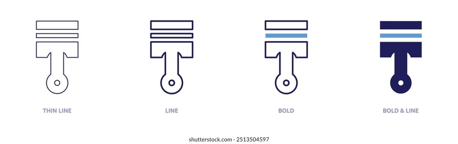 Pistons icon in 4 different styles. Thin Line, Line, Bold, and Bold Line. Duotone style. Editable stroke.