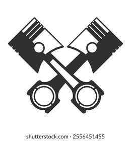 The pistons of the internal combustion engine are crossed together. Black Pistons icon.