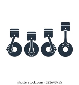 pistons, internal combustion engine, isolated icon on white background, auto service, repair, car detail 