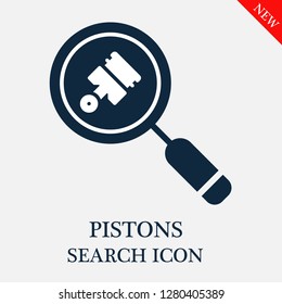 Pistons search icon. Editable Pistons search icon for web or mobile.
