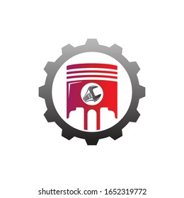 pistons wrenches gears colorful vector logo illustration
