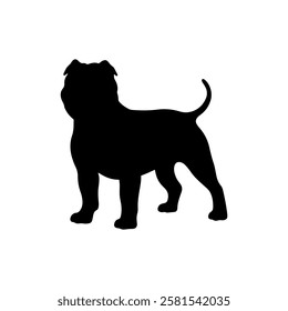 Pit bull dog silhouette vector flat illustration design on white background.