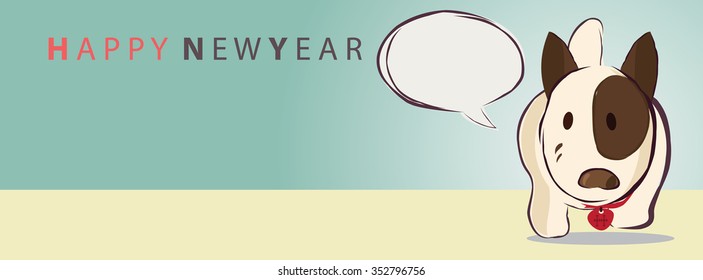 pit bull dog vector art happy new year background eps10
