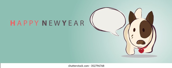 pit bull dog vector art happy new year background eps10