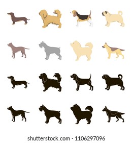 Pit bull, german shepherd, chow chow, schnauzer. Dog breeds set collection icons in black,cartoon style vector symbol stock illustration web.