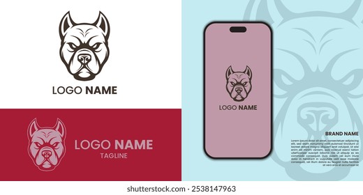 Pit bull head flat logo design, suitable for sports, brand, and mascot with vector illustrator