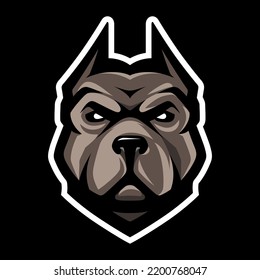 Pit Bull head icon. Dog logo. Fighting dogs label, sport mascot. T-shirt print.