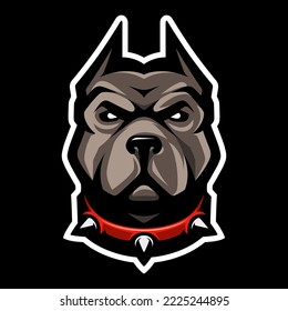 Pit Bull head icon. Dog logo. Fighting dogs label, sport mascot. T-shirt print.