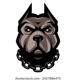 Pit Bull head icon. Dog logo. Fighting dogs label, sport mascot. T-shirt print.