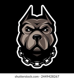 Pit Bull Head-Symbol. Hundelogo. Kampfhunde Label, Sport Maskottchen. T-Shirt-Print.