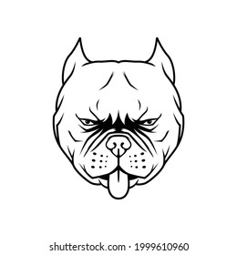 pit bull head illustration, dog head vector
