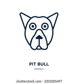 Pit Bull Icon From Animals Collection. Thin Linear Pit Bull, Pet, Animal Outline Icon Isolated On White Background. Line Vector Pit Bull Sign, Symbol For Web And Mobile