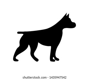 Pit bull icon. Dog standing silhouette. Vector black flat illustration isolated on white background.