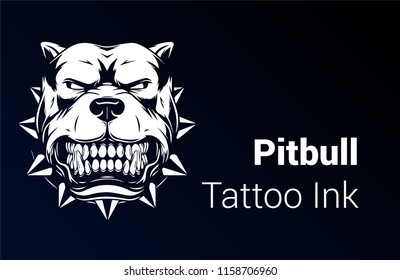 Pit bull Tattoo graphic vector design for print 