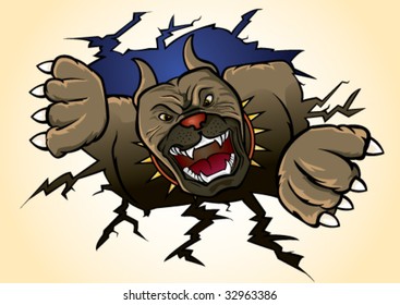 Pit bull Terrier attacking - Vector illustration