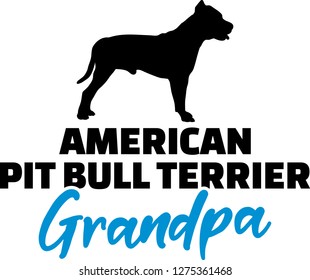 Pit Bull Terrier Grandpa silhouette in black