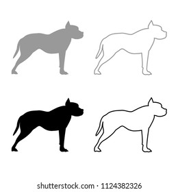 Pit bull terrier icon outline set grey black color