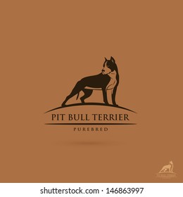 Pit bull terrier label - vector illustration