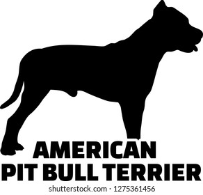 Pit Bull Terrier silhouette black with name