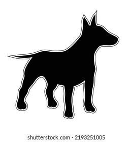 Pit Bull Terrier Silhouette On A White Background