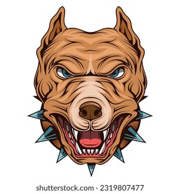 Grubenbull. Vektorgrafik eines wütenden Pitbull-Kopf-Maskottchens. Haustier.