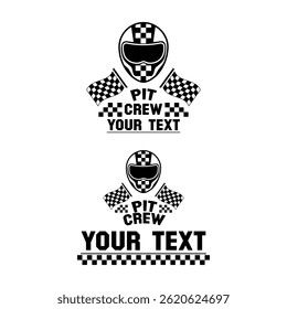Pit Crew Racing Helmet with Checkered Flags Design
