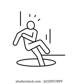 pit fall man accident line icon vector. pit fall man accident sign. isolated contour symbol black illustration