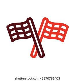 Pit Flag Vector Thick Line Two Color Icons For Personal And Commercial Use.
