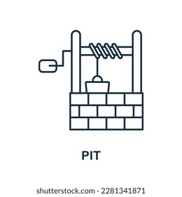 Pit line icon. Monochrome simple Pit outline icon for templates, web design and infographics