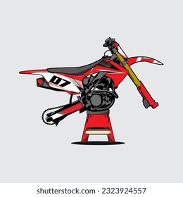 Pit Motocross with no tires. Vector Art. Motocross Illustration