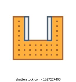 Pit and sheet pile and soil excavation work vector icon design.