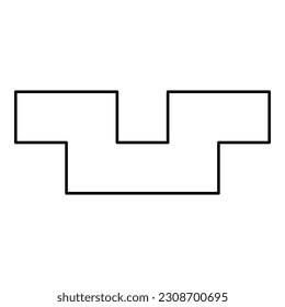 Pit with square hole ground dimple contour outline line icon black color vector illustration image thin flat style