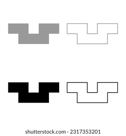 Pit with square hole ground dimple set icon grey black color vector illustration image solid fill outline contour line thin flat style