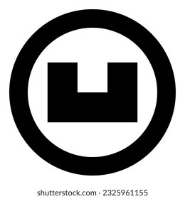 Pit with square hole ground dimple icon in circle round black color vector illustration image solid outline style