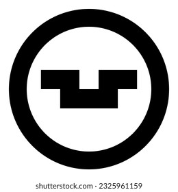 Pit with square hole ground dimple icon in circle round black color vector illustration image solid outline style