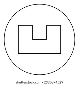 Pit with square hole ground dimple icon in circle round black color vector illustration image outline contour line thin style
