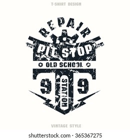 pit stop badge shabby texture graphic stock vector royalty free 365367275