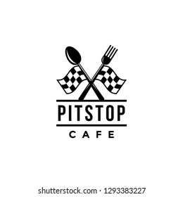 Pit stop cafe logo icon vector  template for restaurant / cafe on white background