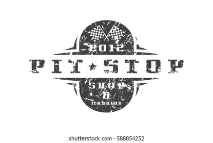 Pit stop emblem. Graphic design for t-shirt